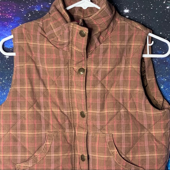 Gap- Brown Plaid Puff Vest size XLarge - Picture 2 of 11